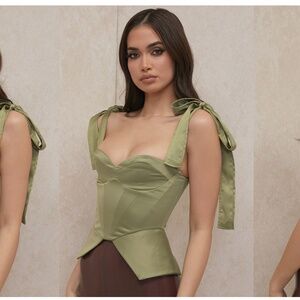 House of CB Mya Olive Green Peplum Corset Top XS